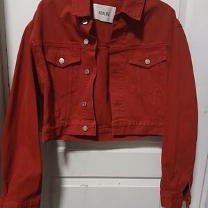 Agolde Women's Bold Red Jean Jacket